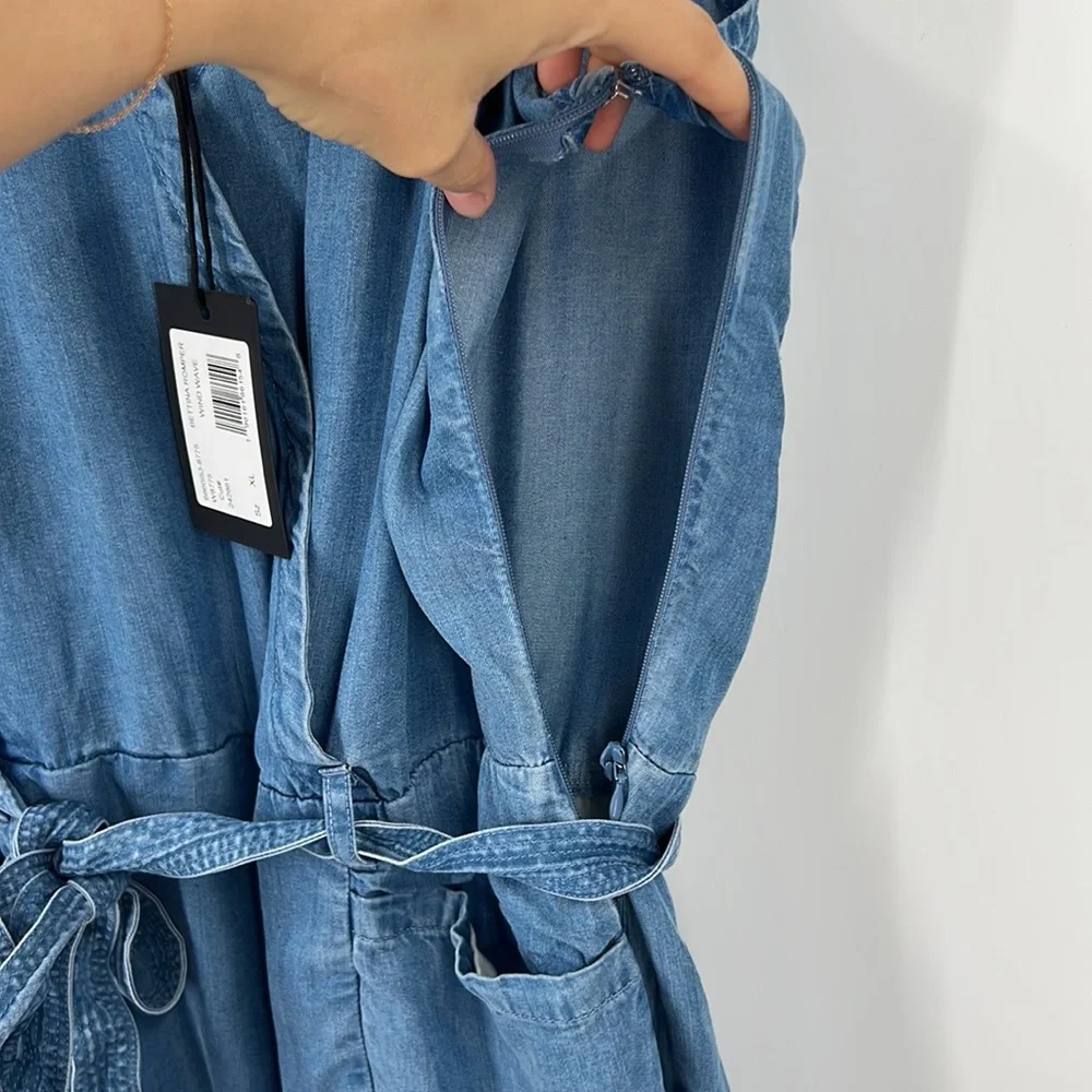 PAIGE Bettina Romper in Wind Wave Wash XL